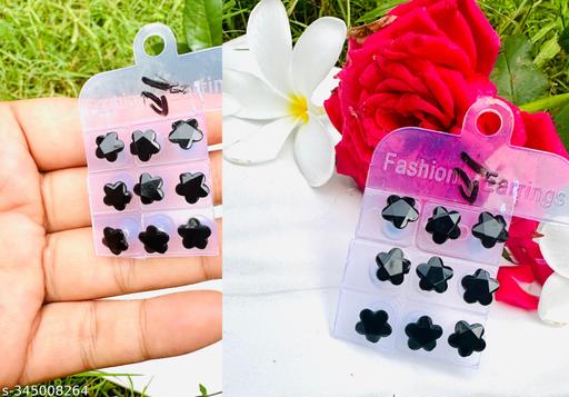 Modern Black Studs Earring, Trends Korean JHUMKHAS New Stylish Design Sizing Adjustable For Earring Jhumka And Studs Colour Black With No Planting, New Trend Indian JHUMKHAS