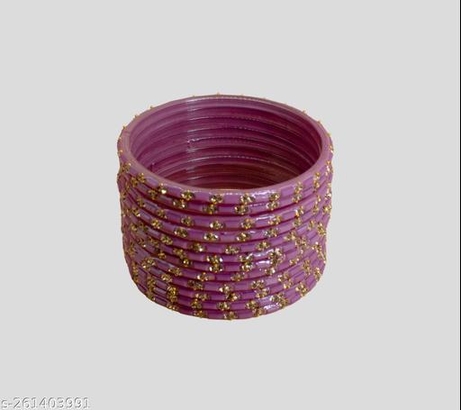 Pyazi Color Glass Bangles with Stone Studded Chudi Set for Women Girls/ChTR