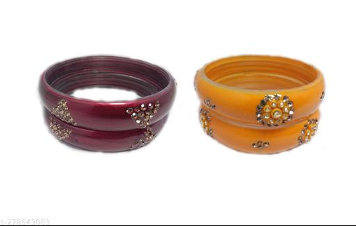 Tranding Mehrun & Yellow Kada For Girls And Women Set Of 2 Pcs