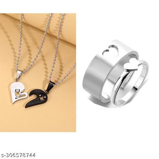 Couple Heart Lockets | Adjustable Couple Rings | Gifts For Couples | Heart Trend Lockets | Rings FOr Girls | Men RIngs | Women Pendant