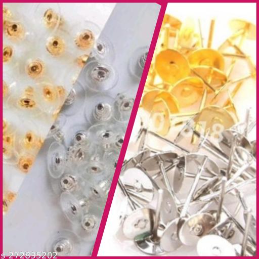 Fashion Trends Silver And Golden Stud with Back Buttons Pack Of 100 [25 Pcs each]