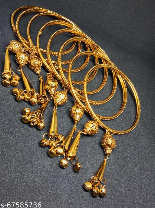 Shivarth Oxidized Silver Latkan with Gungroo Tassels Charms Latest Trend Afghani Bangle Set Kade Bracelet Golden,Black & Silver Colour Chudi for Girls and Women ( Pack of 24pcs )