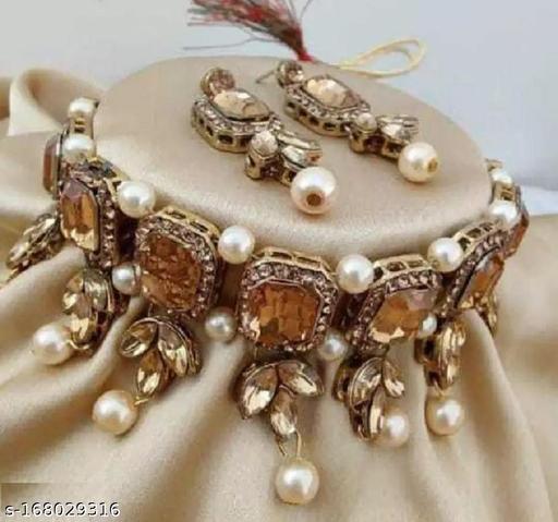 CATALYST-Alloy-Jhumki-Earring-(Gold,-White)-Jewellery-Set