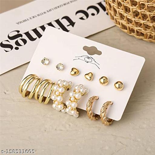 YouBella Jewellery Celebrity Inspired Gold Plated Earrings Combo for Girls and Women (Style 6)