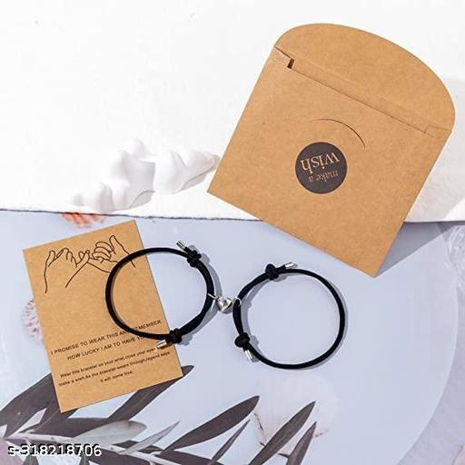 Miraclewood 2PCS Set Magnetic Couple Bracelets for Women Men, Stainless Steel Heart Shaped with Sun and Moon Attraction Matching Bracelet Gifts for Lover/Friend, Gift for Valentine Day