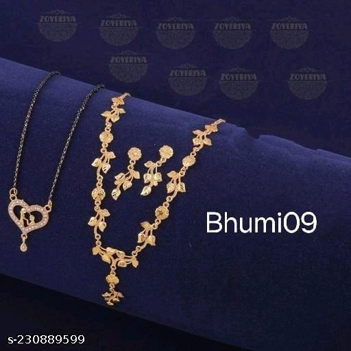 Bhumi09-Gold-Plated-Flower-Jewellery-Set-with-earrings-&-Free-Gift-AD-Mangalsutra-For-Women