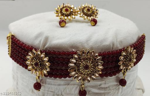 New-Maroon-Round-Shape-Star-Jewellery-Set