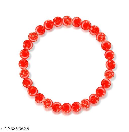 (Stretchable) Orange Color 8mm Moti Pearl Bead Natural Feng-Shui Healing Howlite Crystal Gem Marble Stone Wrist Band Elastic Bracelet For Men's & Women's