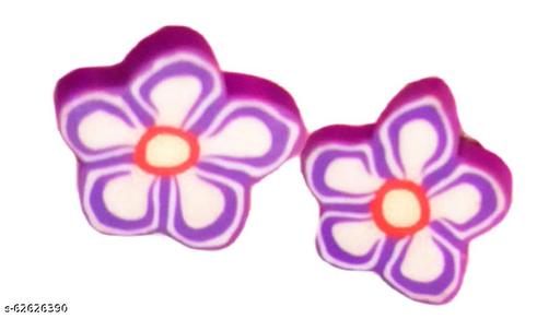 purple flower stud earrings