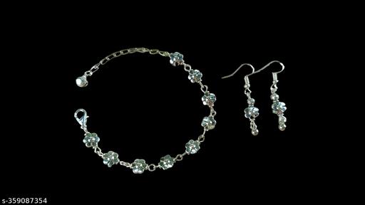Oxidised silver plated bracelet with earring for women and girls
