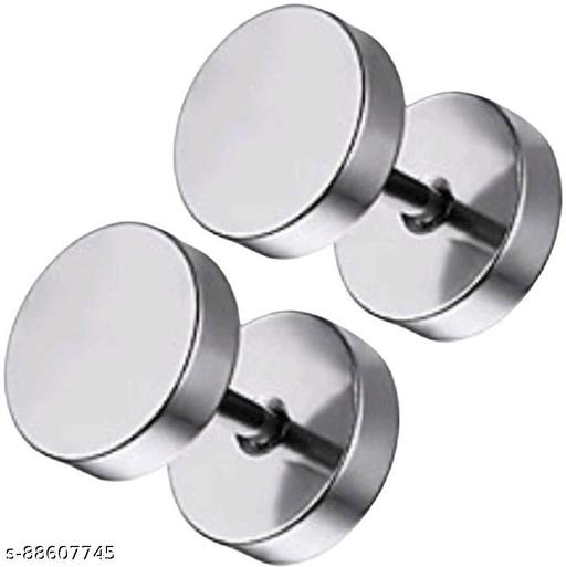 ShobhRam Silver Dumble 8MM Studs for Mens/Boys/Girls/Womens/Unisex Stainless Steel Stud Earring (1 Pair)
