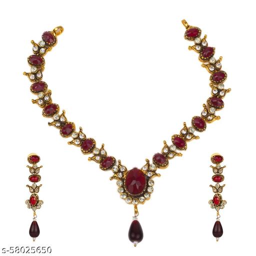 American-Diamond-Red-Ruby-Necklace-Set-Special-For-diwali-Women-and-Girl-Jewellery-Set-Gold-Plated-American-Diamond-Necklace-Set-with-Earrings