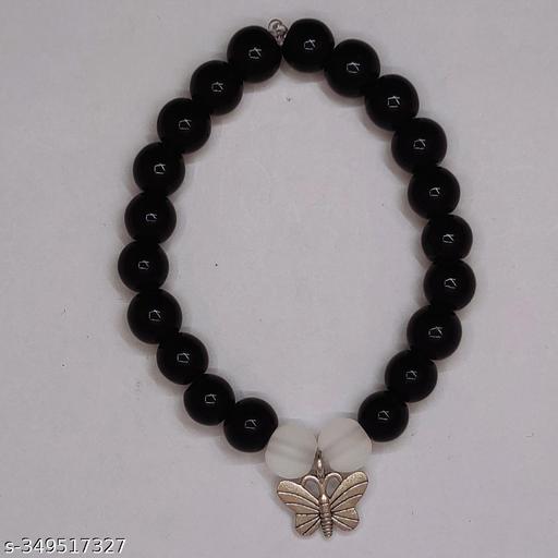 Silver Pendent And Black Color Cristal Bracelet For Women