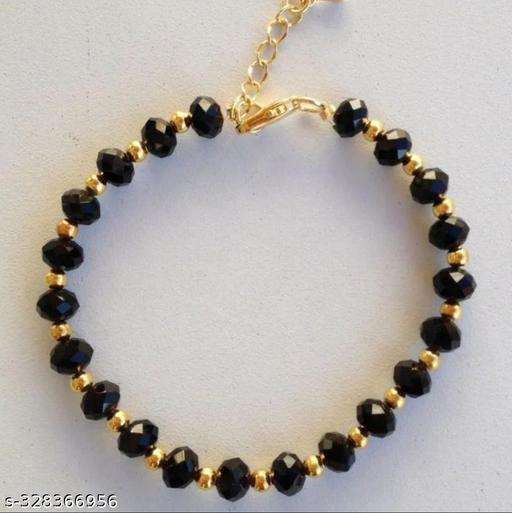New Black Cutting Beads With Golden Ball Chain Bracelet For Girls/Women