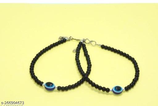Black crystal Silver beads Nazariya Evil Eyes Bracelet for Boys & Girls Pack of 2
