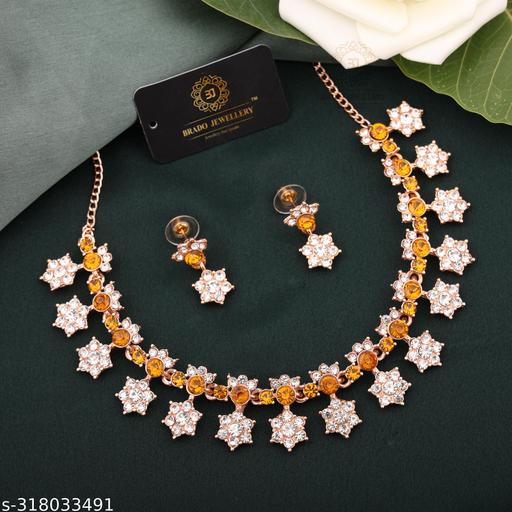 HC-FASHIONRose-Gold-Plated-Choker-set-with-1-pair-of-Earring-for-Women-and-Girls(Necklace-with-1-Pair-of-Earring)