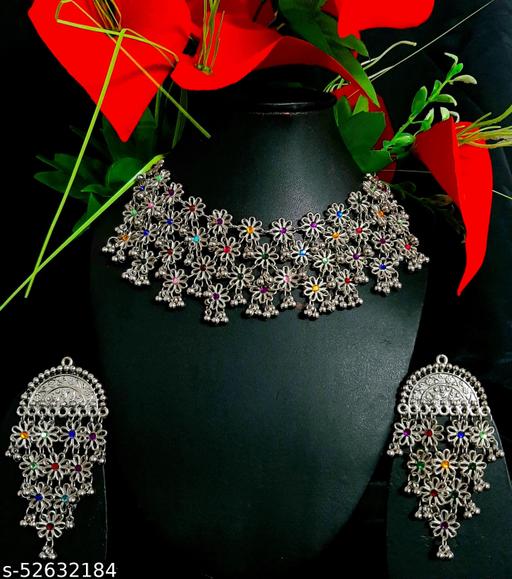 Diva-Crystals-Traditional-Oxidized-German-Silver-Necklace-with-Earrings-for-Women-and-Girls.Jewellery-Set
