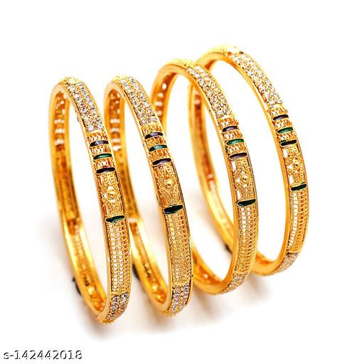 Jewar Mandi Brass Gold-plated Bangle Set