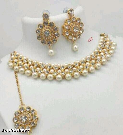 DANIYAL-COLLECTION-White-Color-Jewellery-Necklace-set,-Matching-Earrings-with-Tika-for-Girls-and-women-for-function-and-parties