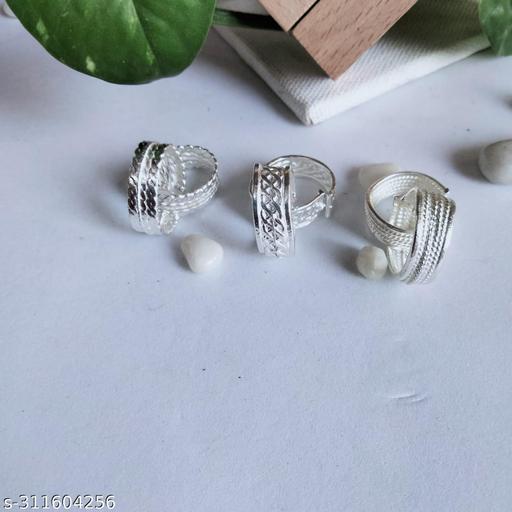 3 Pairs Oxidised Silver Toe Bands Chutki Bichiya