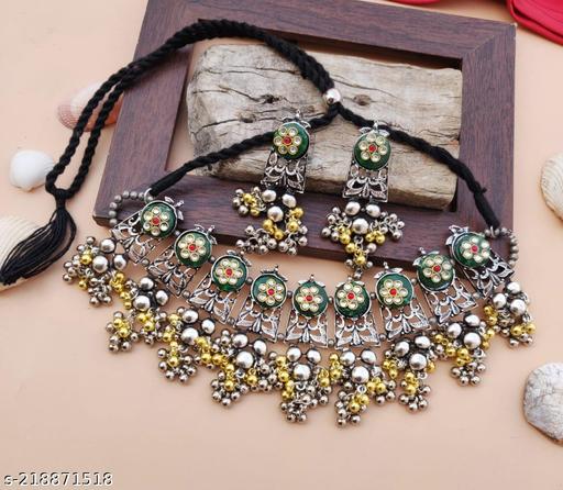 Fashion-Jewelery-Antique-Beads-Cotton-Thread-Jewelery-Necklace-Earrings-Set-for-Women-&-Girls.