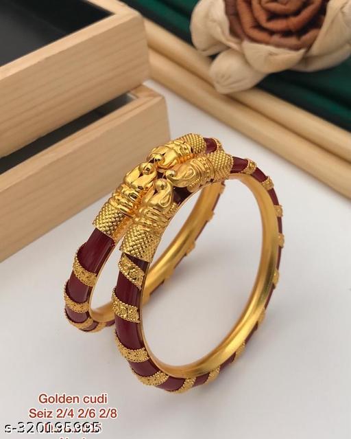 Plastic and Gold Vintage Hathi Kadli - Majestic Elephant-Inspired Bangle of Timeless Beauty