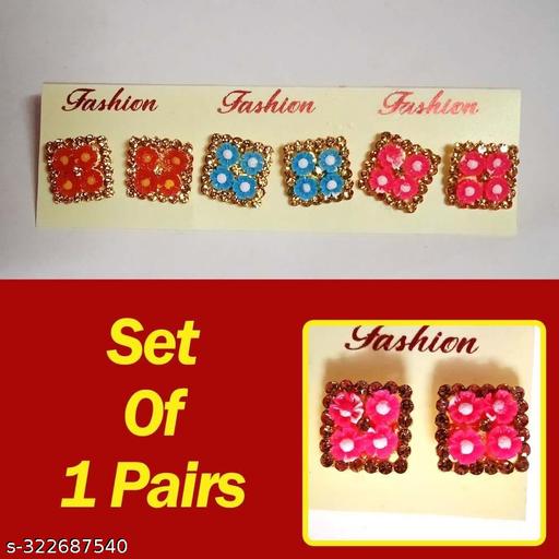 Fancy women's earrings studs 3 pairs pack