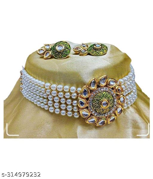 Elegant-Pearl-Choker-Necklace-Jewellery-Set