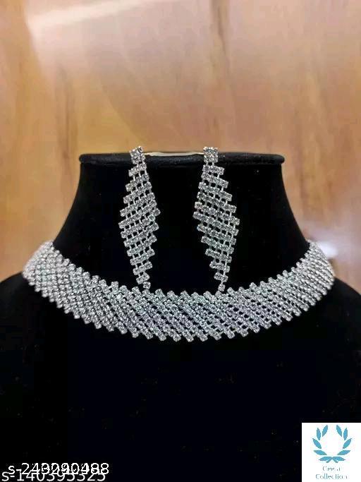 Riyansh-trader-Presents-All-New-Pristine-Elegance:-AD-White-Stone-Necklace-Set-for-Timeless-Beauty-(Set-Of-1)#jewellery-for-woman#-jewellery-for-girls#-jewelelry-set#-necklace#-necklace-set#-charms#-ad-choker#-AD-jewellery#American-diamond-necklace#u