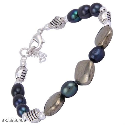 Pearlz Ocean Atelier Design 7.5 Inch Pyrite Beads & Dyed Freshwater Pearl Bracelet