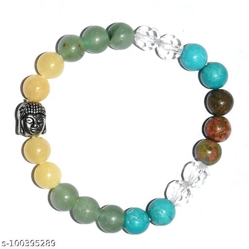 Reshamm® Trendy Unisex Adjustable Crystal Stone Bracelet of Superior 100% Natural Crystal Non-Dyed Beads in Vibrant & Soothing Eye Catching Multi Colors Rudraksh Buddha Bracelet Gifting All Age Size