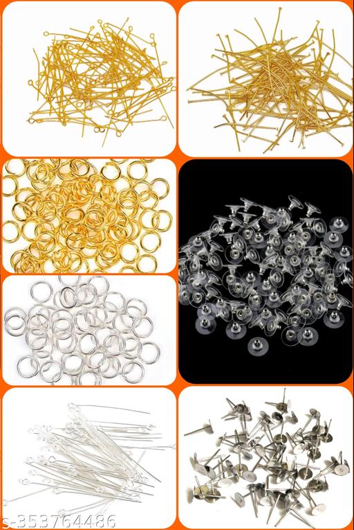 MJC Quilling And Jewellery Making Acessories For Silk Thread Jewellery Making 10 Items Kit - Golden/Silver ( 25Pc Each )
