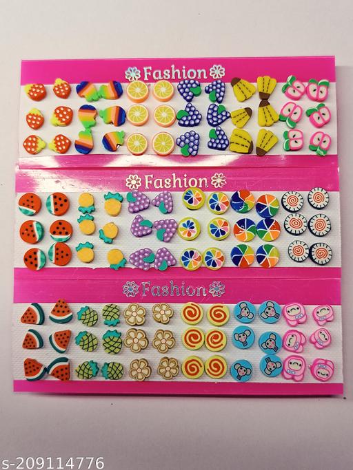 Pack of 54 Pair Earrings Super Collection of Multi Color For Woman , Kids , Girls Handicraft By CIFICA Earrings & Studs