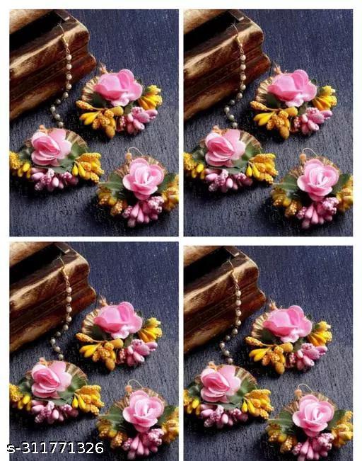 Flower-Earring-and-mangtika-set-peck-of-4-pairs