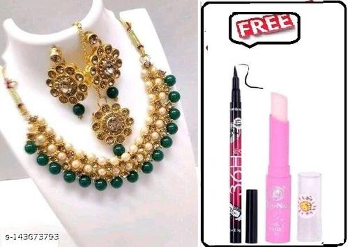 Nancy-Dark-Green-Alloy-Jewellery-Set-And-36h-and-Magic-Pink-Balm