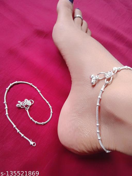 Precious Diva White Metal Beads Studded Anklet Combo