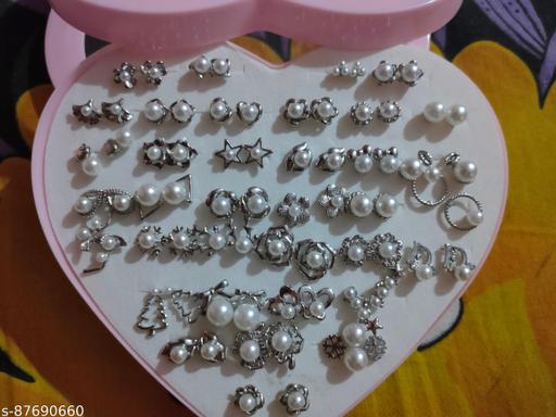 Sliver plated with pearls EArrings