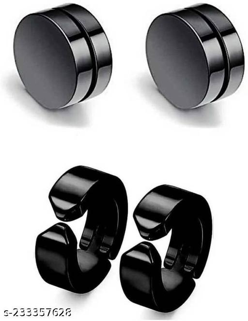 Valentine Single Silver Platinum Black Blue Golden Surgical Plug Hoops Ear non piercing Studs stainless Steel Jewelry Style Stylish Fancy Party wear casual Gold Daily use simple Magnetic Pierced Round pressing