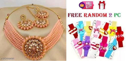 Jewellery-Queen-Peach-Tranding-Jewellery-Set-With-2-Duck-Kids-Hair-Band-Free