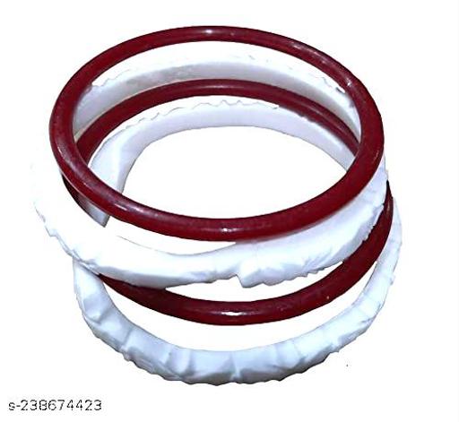 AK Bangles 1 Pair Of Saru Shankha with Red Pola Reasonable NEW SHAKHA POLA FOR WOMEN