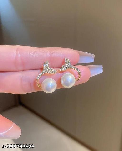Frascati New Elegant Mermaid Tail Shape Pearl Earrings Korean Fashion Jewelry For Woman