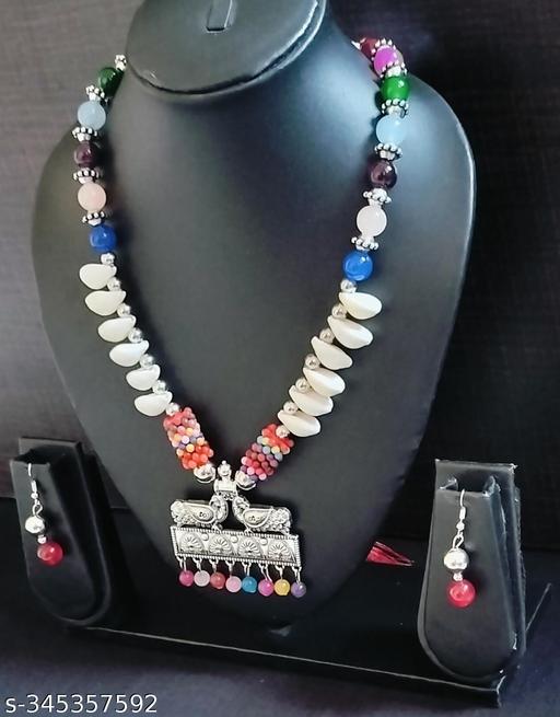 Trendy-designer-multicoloured-Navratri-oxidise-jwellery-set-with-earrings