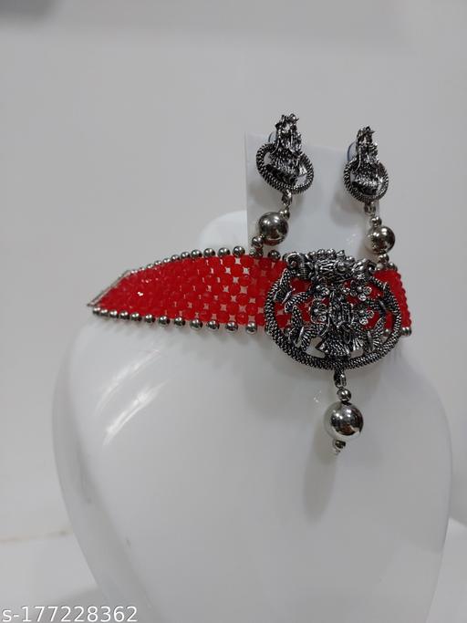 latest-fancy-new-article-kundan-choker-in-Dulha/Dulhan-design-silver-pendant-with-Earing-for-women-&-girls-Jewellery-Set