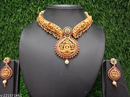Traditional-lakshmi-multi-colour-neckset-with-earring