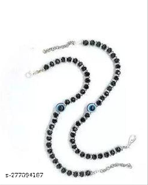 Primis Beads Bracelet with Evil Eye Stone/Buddha/Lava stone/ Unisex Beautiful Stainless Steel Glass with Blue Sapphire Husband/Wife Combo Evil Eye Nazariya Karvachauth Bracelets For Men And Women In Latest Fancy Design (Black) Pack of 2