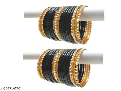 "Black" Glass Bangle for Woman ( Pack of 42 )