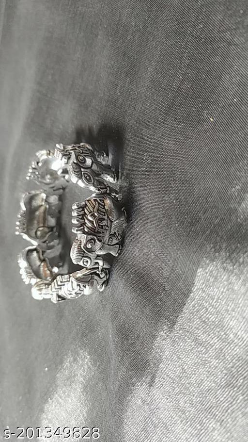 YachikaCollections Silver Oxidized bracelet Clarinet , Elephant Shaped,Party Wear bracelet Wedding Stylish Earrings with blue stone