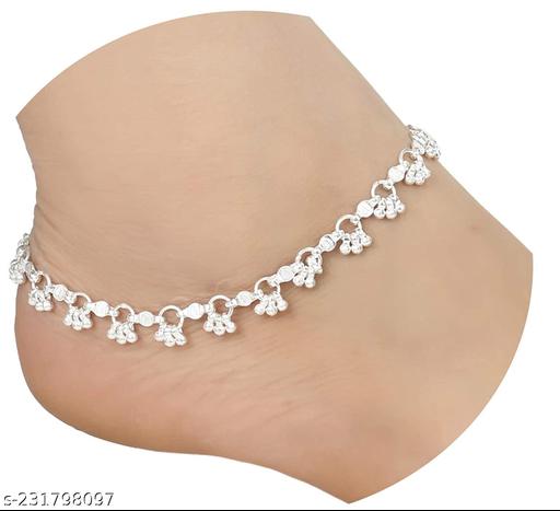 smart home Indian Traditional White Metal Anklets Payal Pair for Women Girls Fancy Collection with Silver Plating Attached Ghungroo Fashion Designer Barefoot Foot Jewellery
