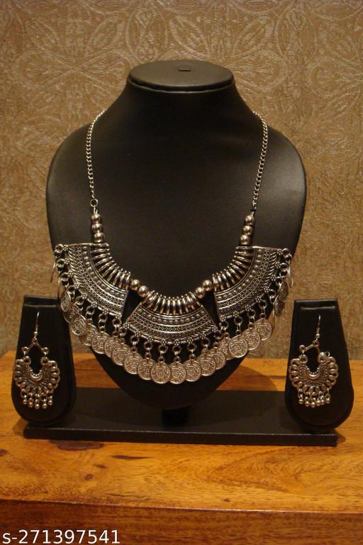 Oxidised-Silver-Necklace-with-Earrings