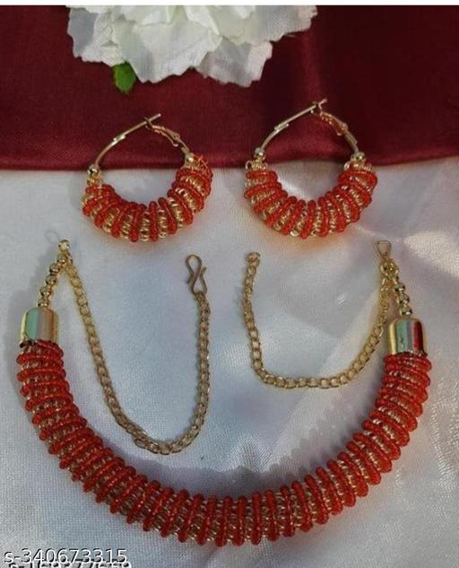 Red-and-golden-choker-set-with-earrings